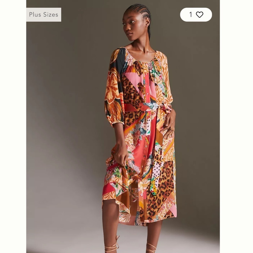 RARE Anthropologie Geisha Designs Collage Midi Dress Size XXS